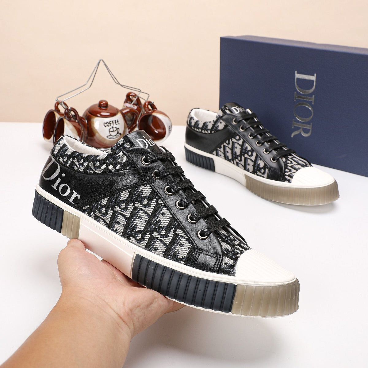 Dior Patterned High-Top Sneakers — detail