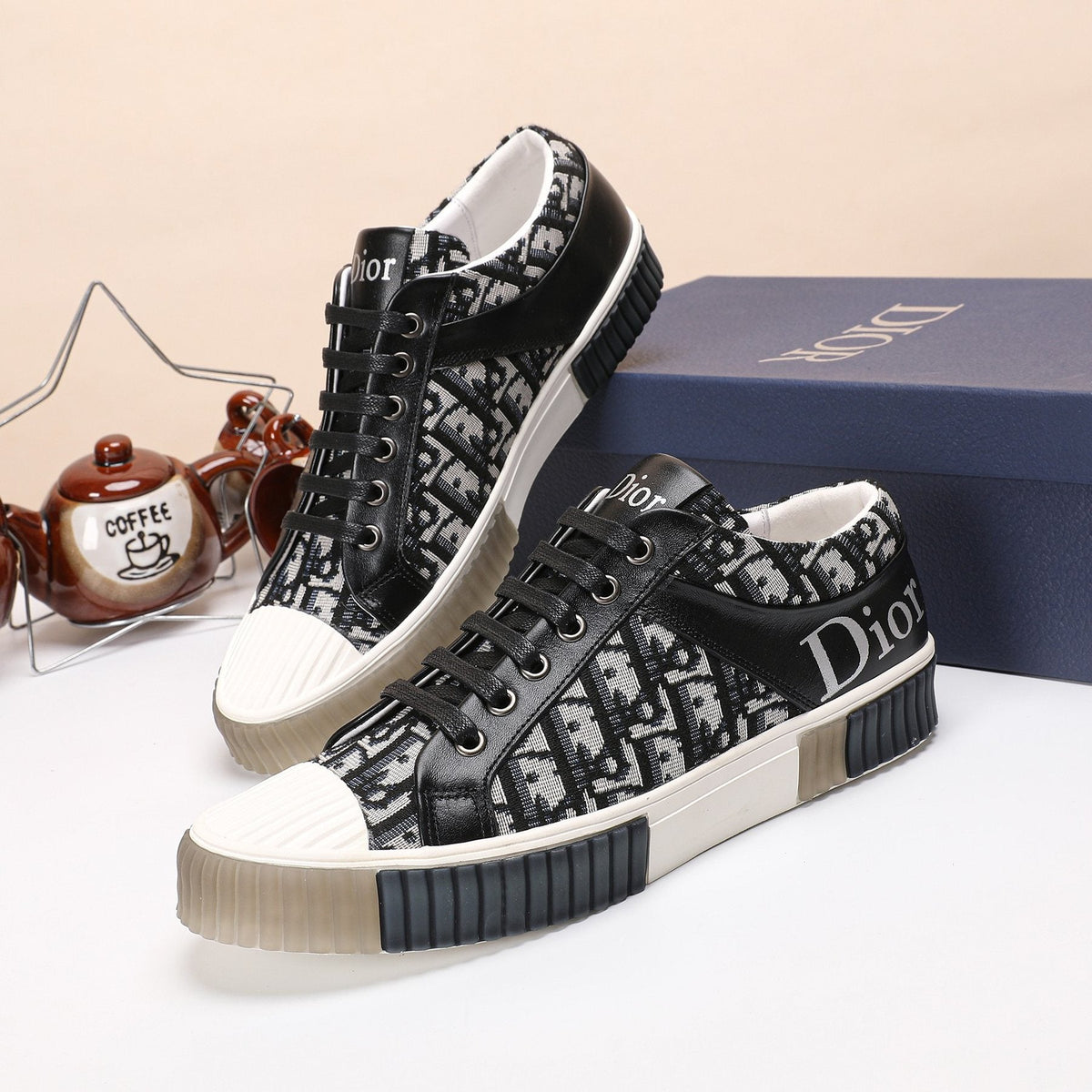 Dior Patterned High-Top Sneakers — front