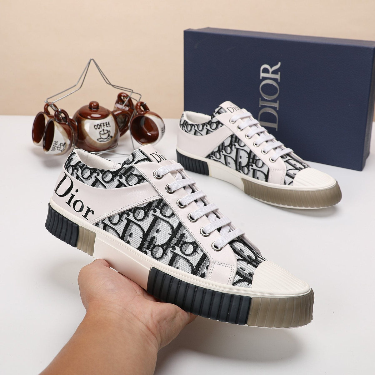 Dior Patterned High-Top Sneakers — detail