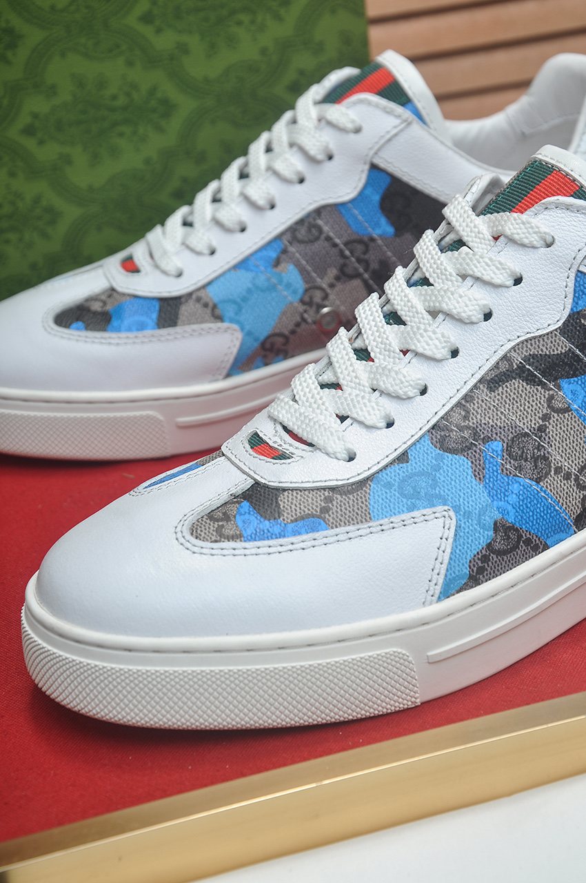 Gucci Patterned Panel Low-Top Sneakers — detail