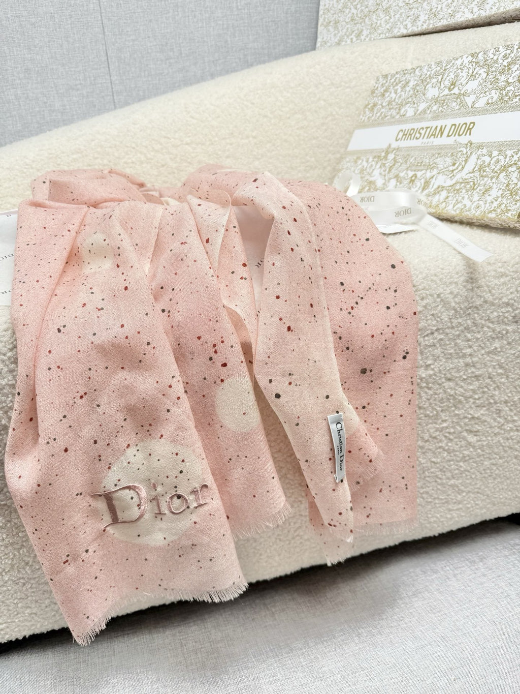 Dior Dotted Embroidered Scarf — hero