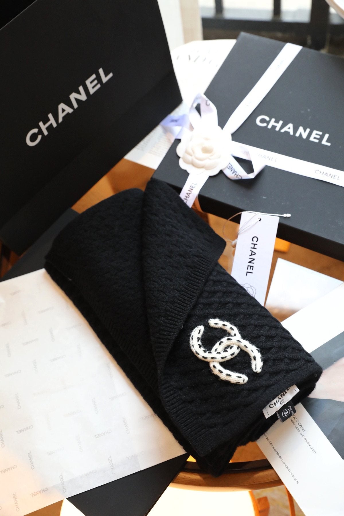 Chanel Diamond Knit Scarf — front