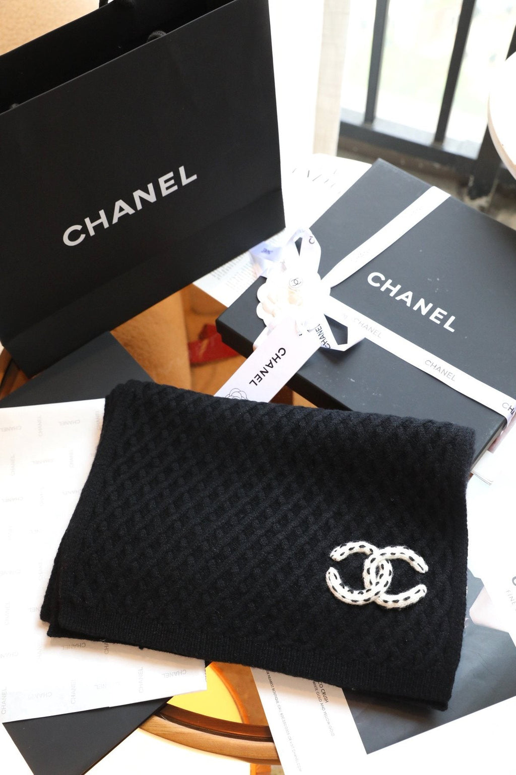 Chanel Diamond Knit Scarf — front