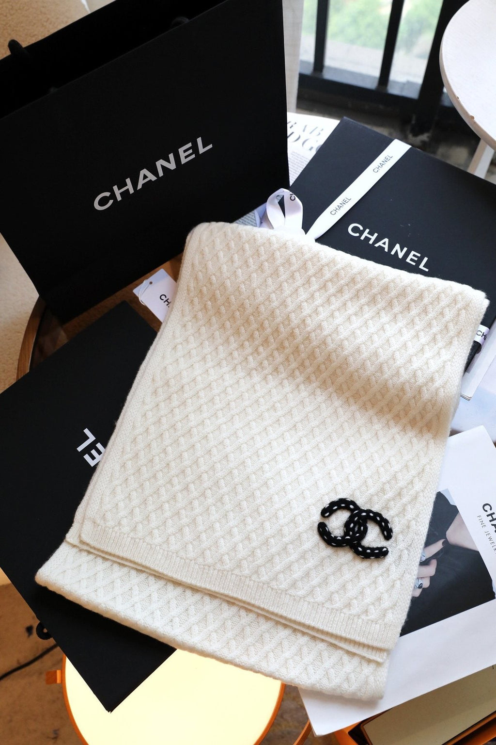 Chanel Diamond Knit Scarf — front