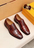 Louis Vuitton Crocodile-Embossed Lace-Up Dress Shoes — front
