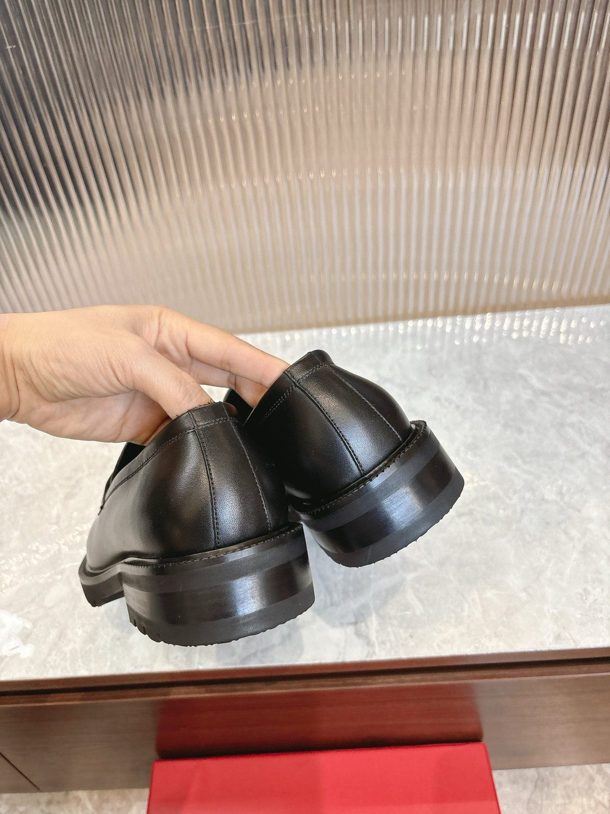 Ferragamo Black Leather Loafers — back