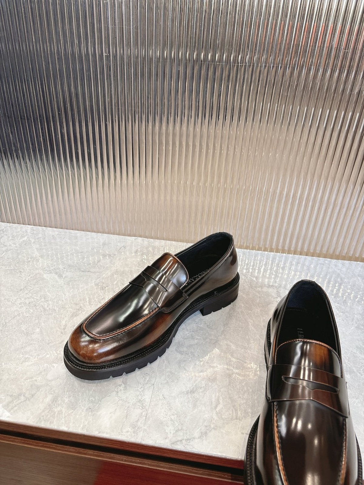 Ferragamo Black Leather Loafers — front