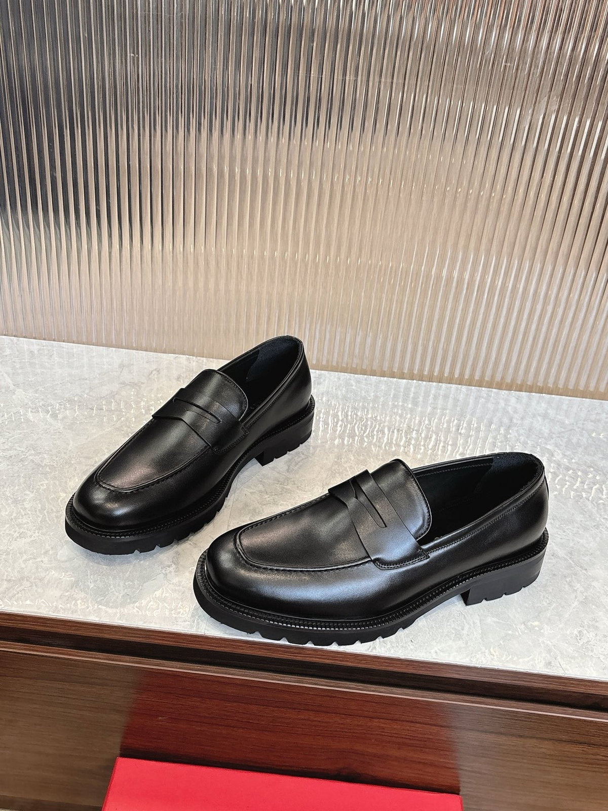 Ferragamo Black Leather Loafers — front