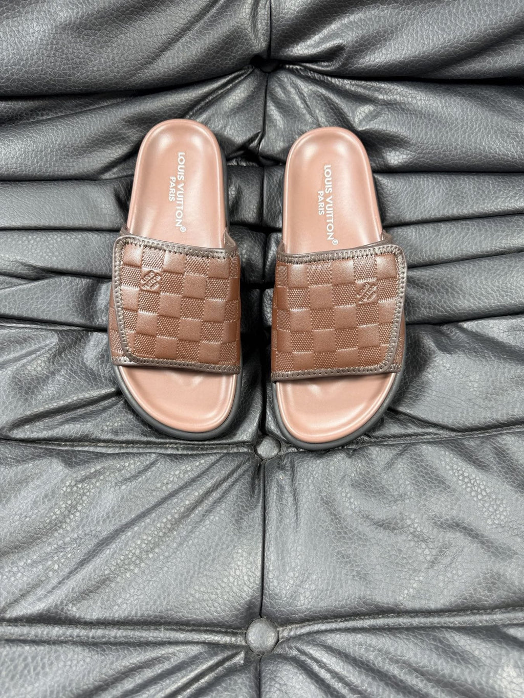 Louis Vuitton Woven Strap Slide Sandals — front