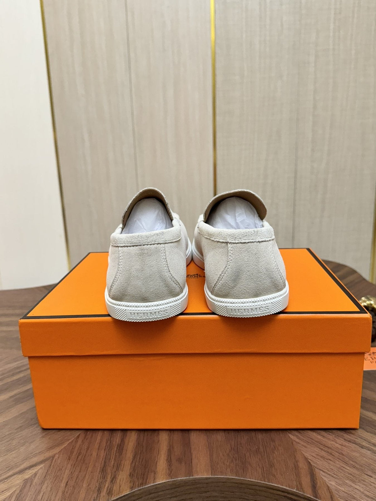 Hermès Navy Slip-On Sneakers — back