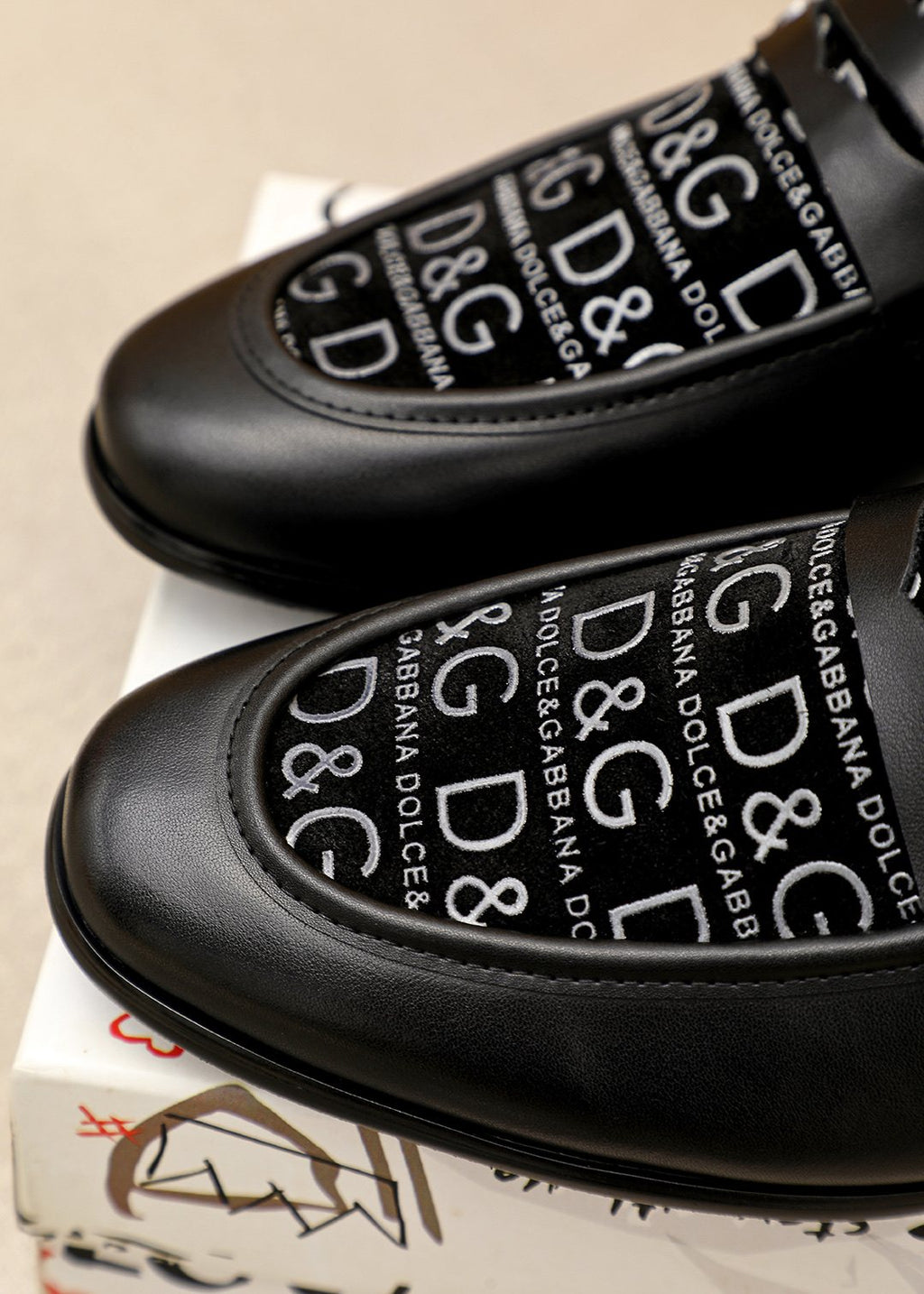 Dolce & Gabbana Text Panel Slip-On Loafers — detail