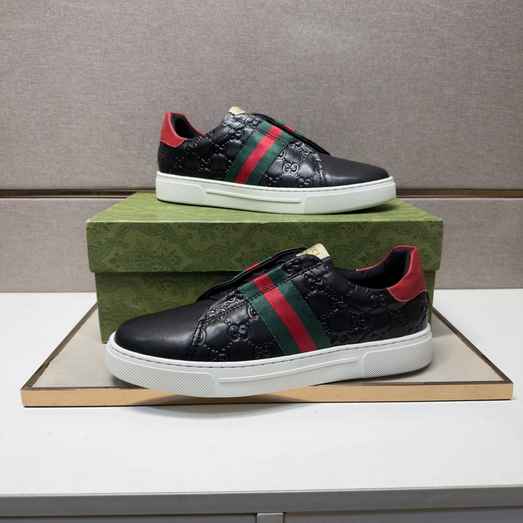 Gucci Green-Red Stripe Low-Top Sneakers — side