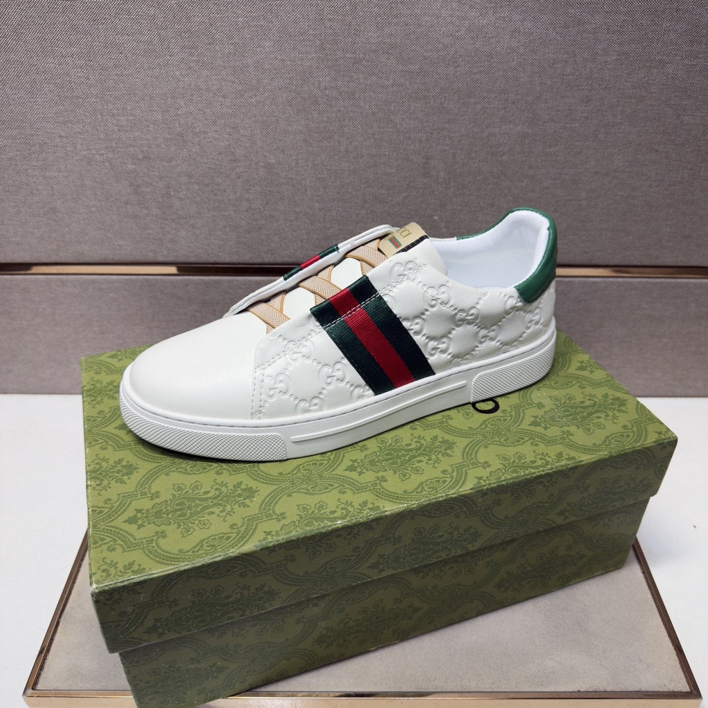 Gucci Green-Red Stripe Low-Top Sneakers — side