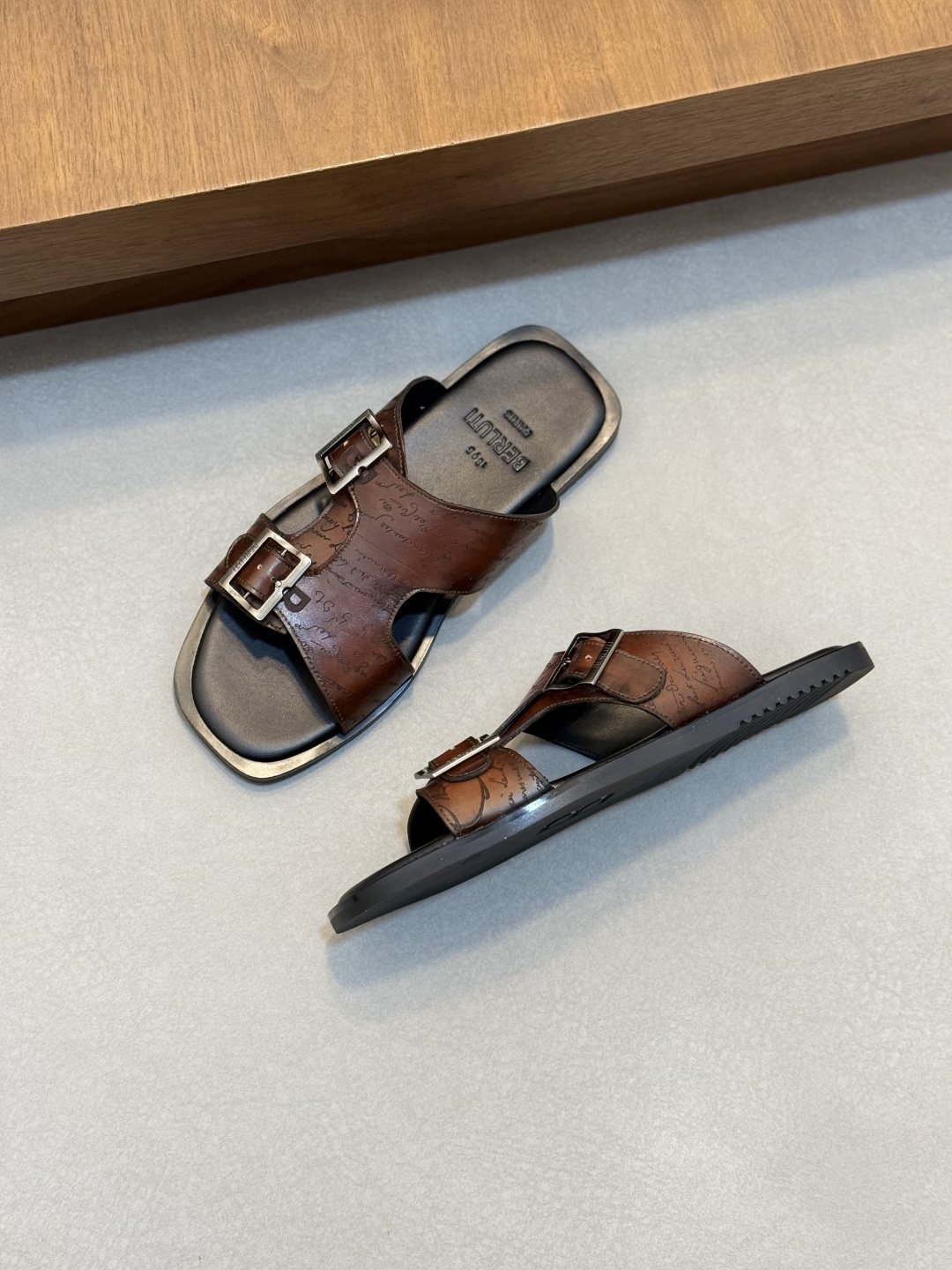 Berluti Double-Buckle Slide Sandals — side