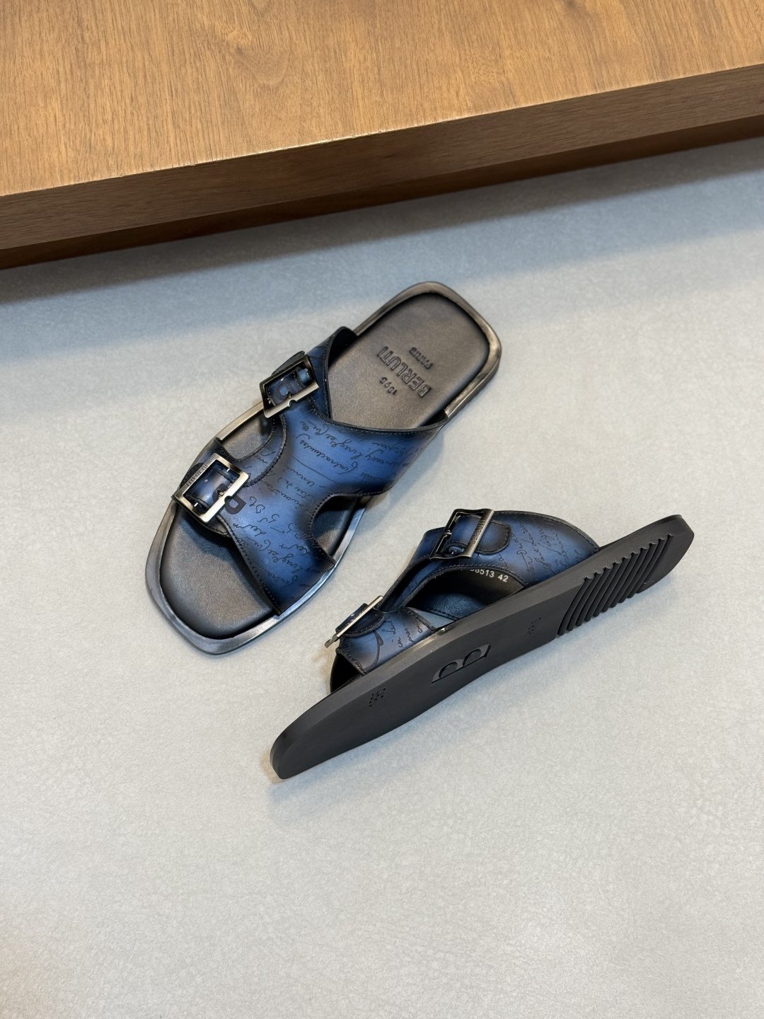 Berluti Double-Buckle Slide Sandals — side