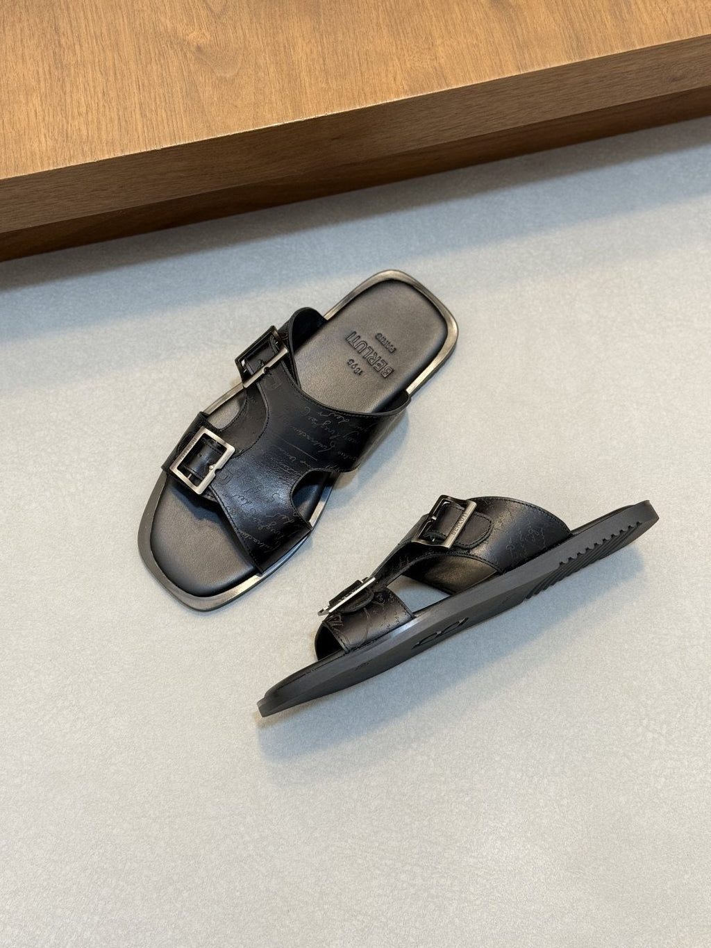 Berluti Double-Buckle Slide Sandals — side