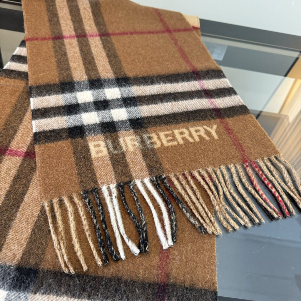 Burberry Fringed Plaid Scarf — detail