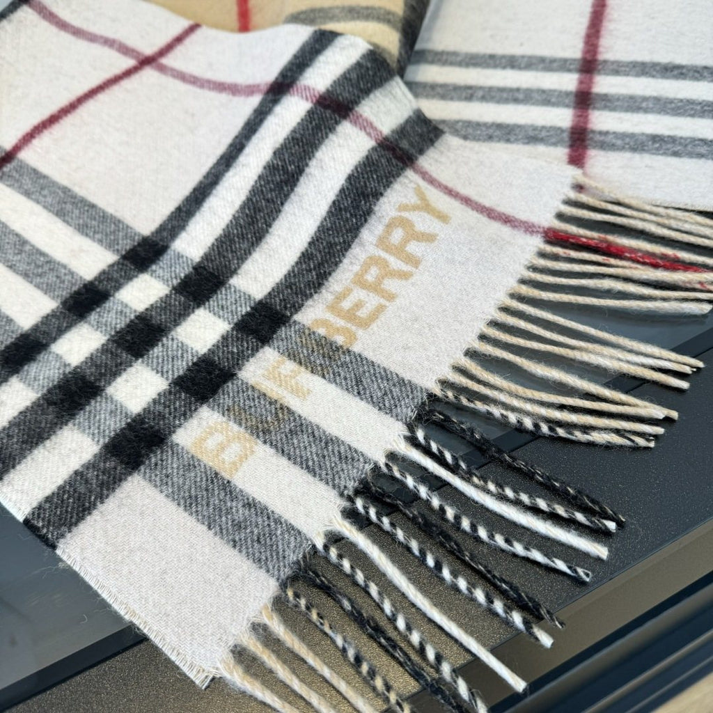 Burberry Fringed Plaid Scarf — detail