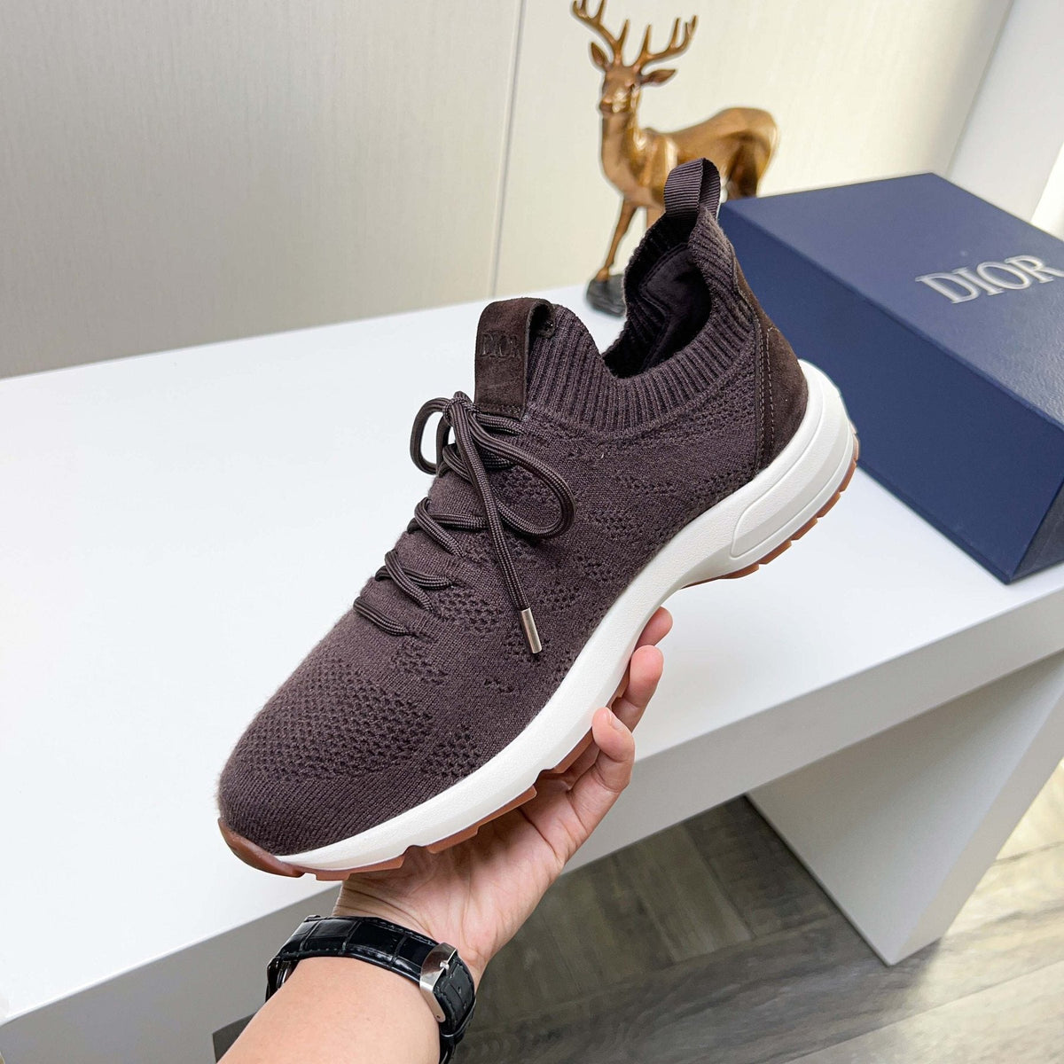 Dior Knit Lace-Up Sneakers — side