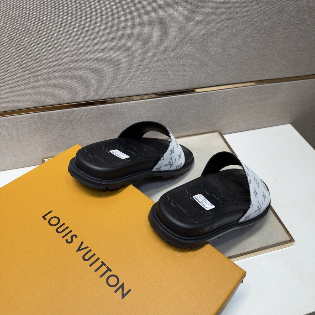 Louis Vuitton Pastel Multicolor Strap Slide Sandals — front