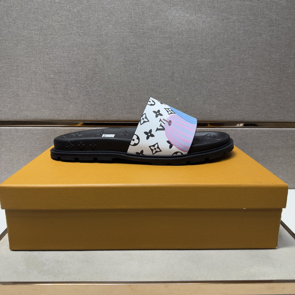 Louis Vuitton Pastel Multicolor Strap Slide Sandals — side