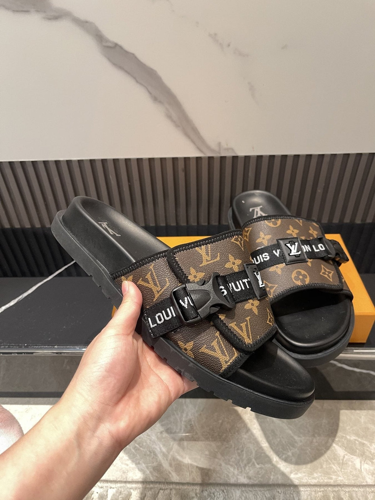 Louis Vuitton Monogram Double-Strap Slide Sandals — side