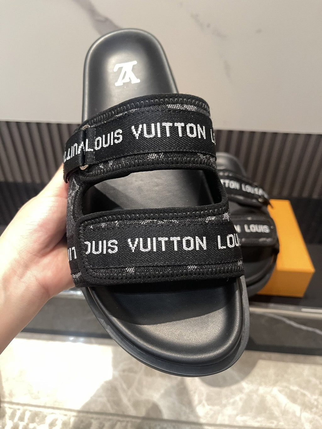 Louis Vuitton Monogram Double-Strap Slide Sandals — front