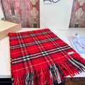 Burberry Red Plaid Fringed Scarf — hero