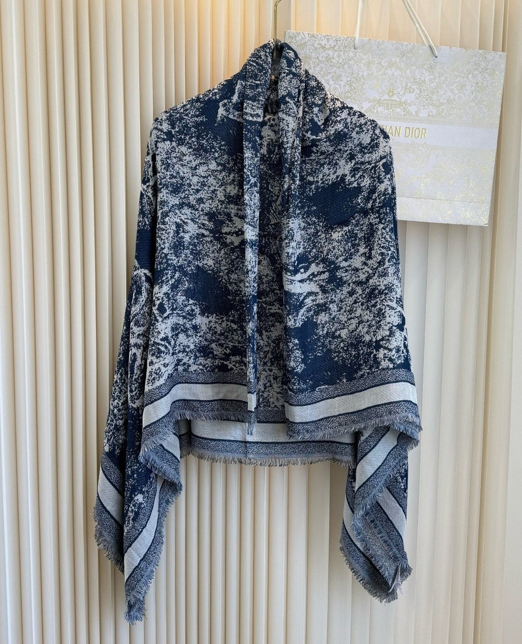 Dior Toile Print Fringe Square Scarf — hero