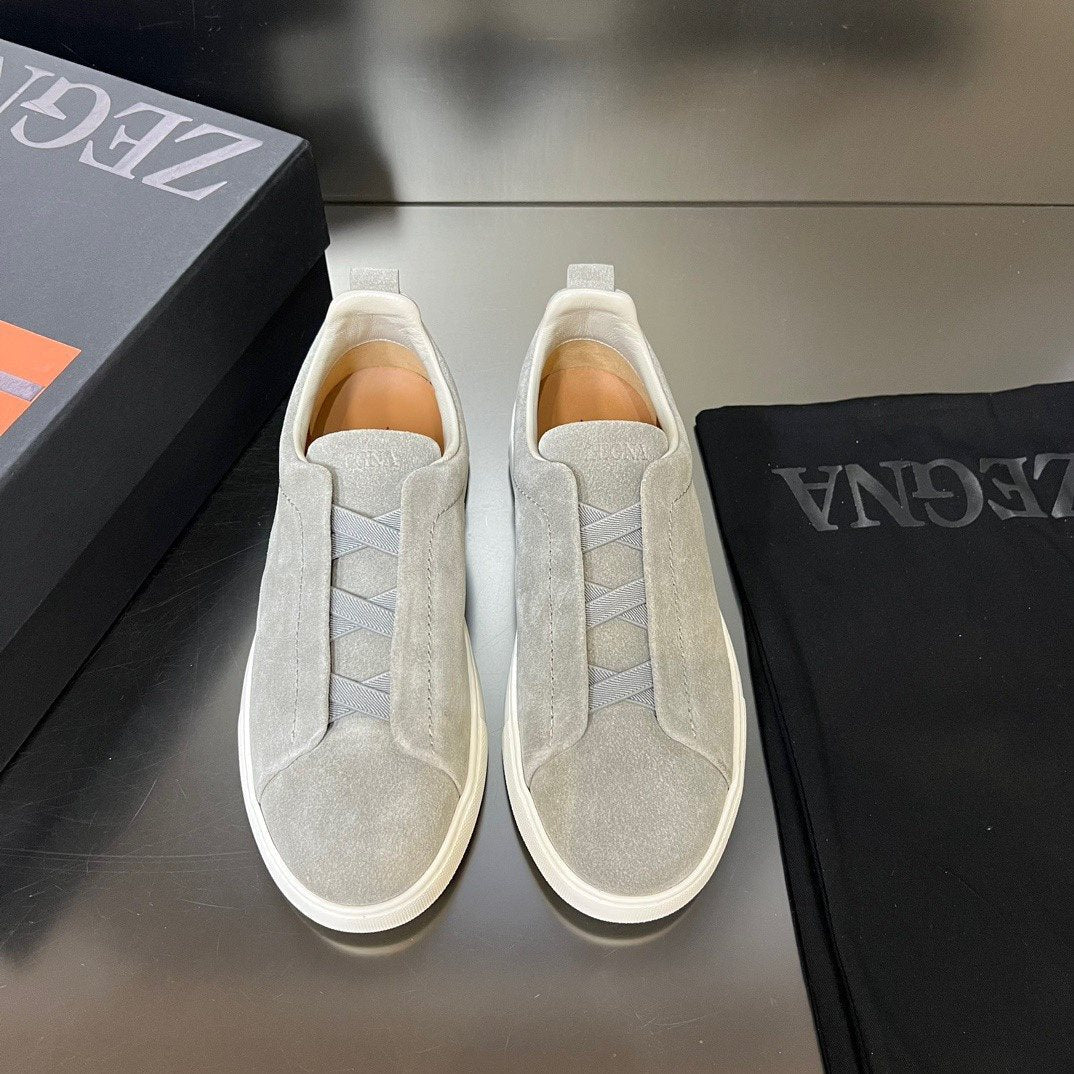 Zegna White Slip-On Sneakers — front
