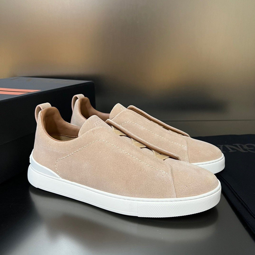 Zegna White Slip-On Sneakers — side