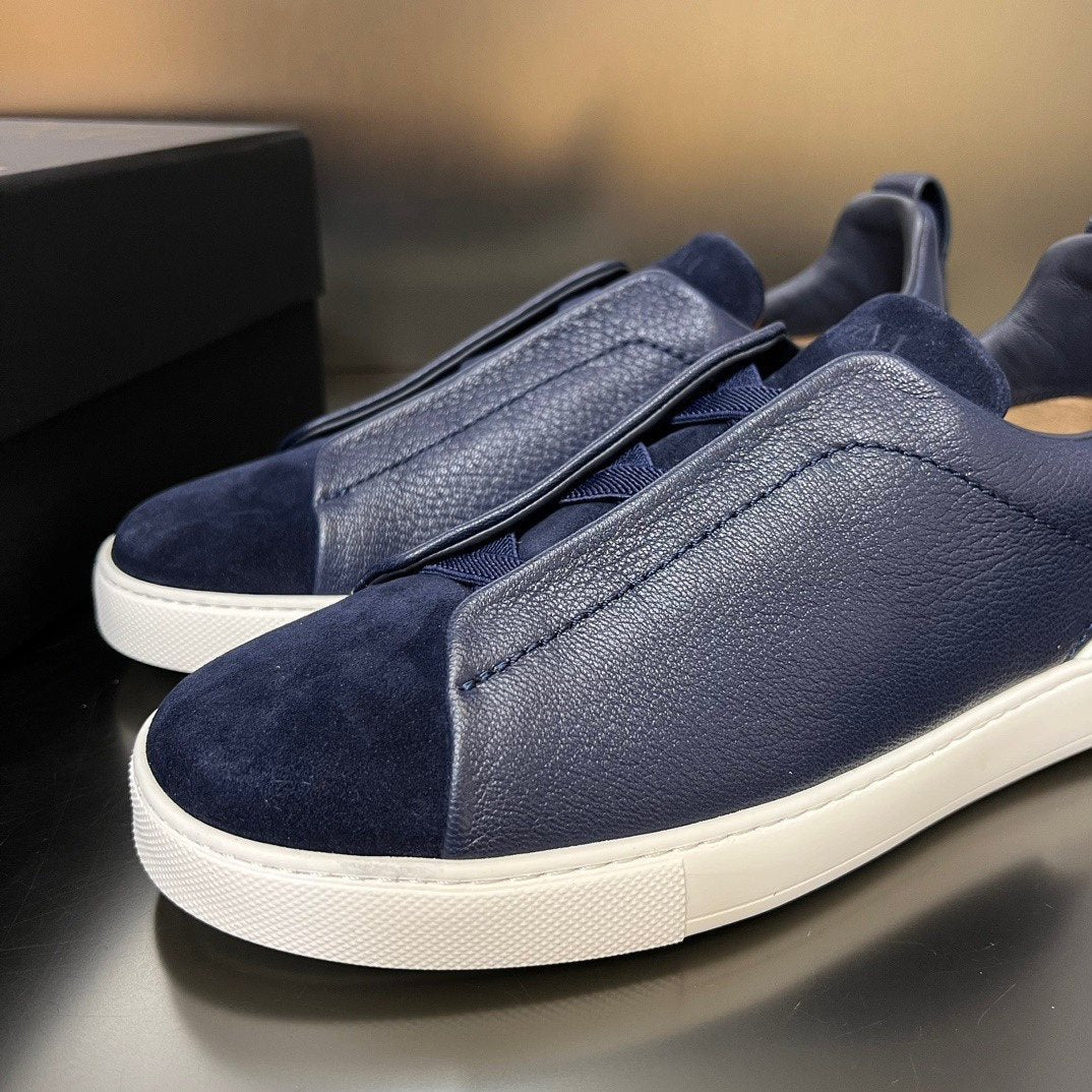 Zegna White Slip-On Sneakers — side