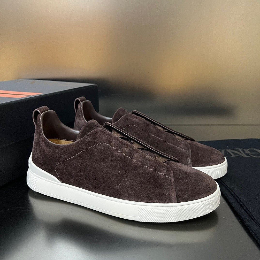 Zegna White Slip-On Sneakers — side