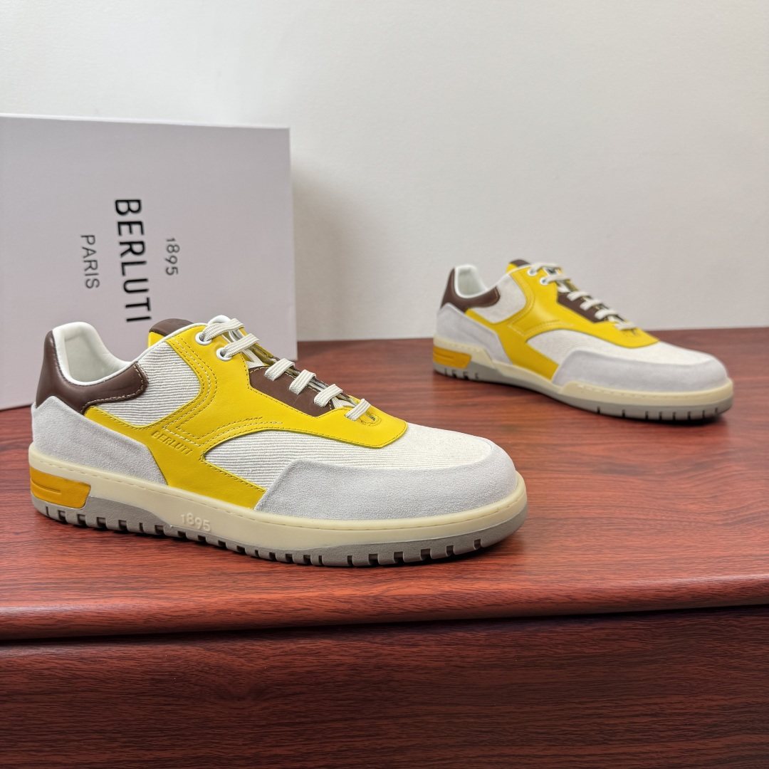 Berluti Paneled Low-Top Sneakers — front
