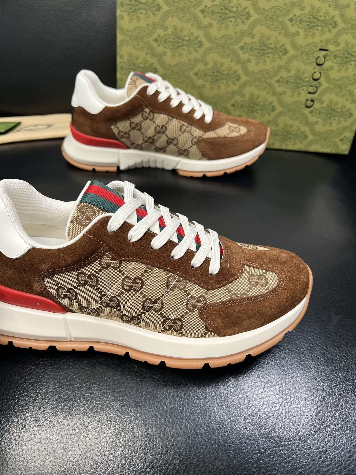 Gucci Monogram Panel Low-Top Sneakers — side