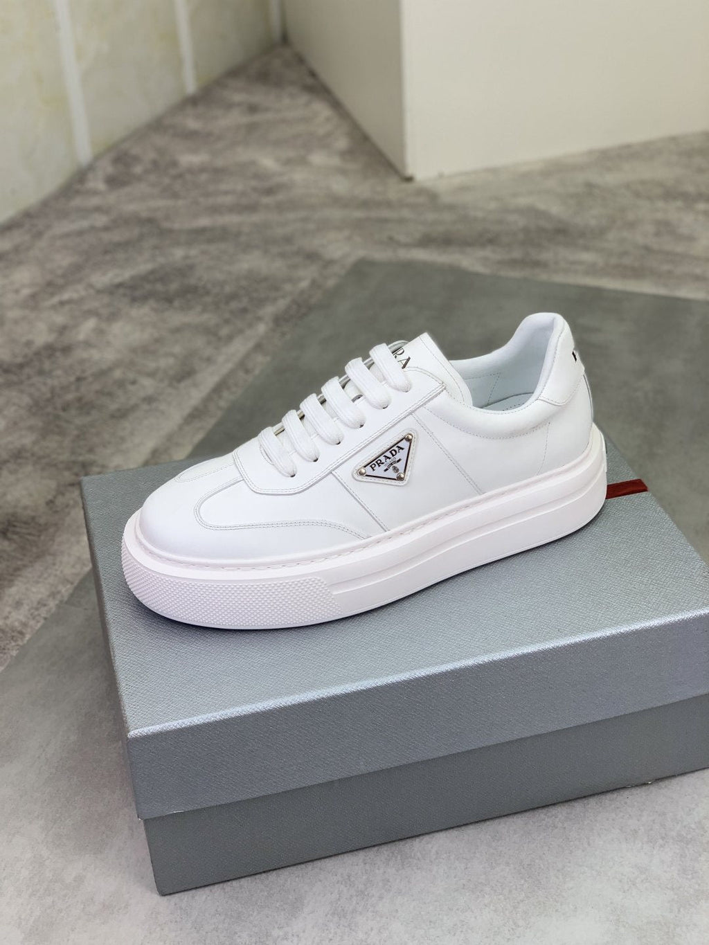 Prada Triangle Panel Low-Top Sneakers — front