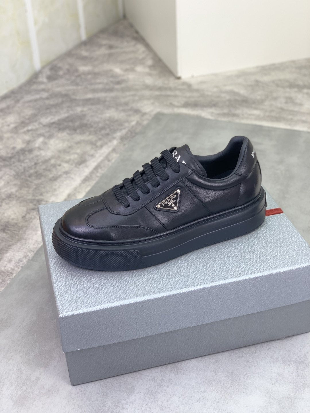 Prada Triangle Panel Low-Top Sneakers — front