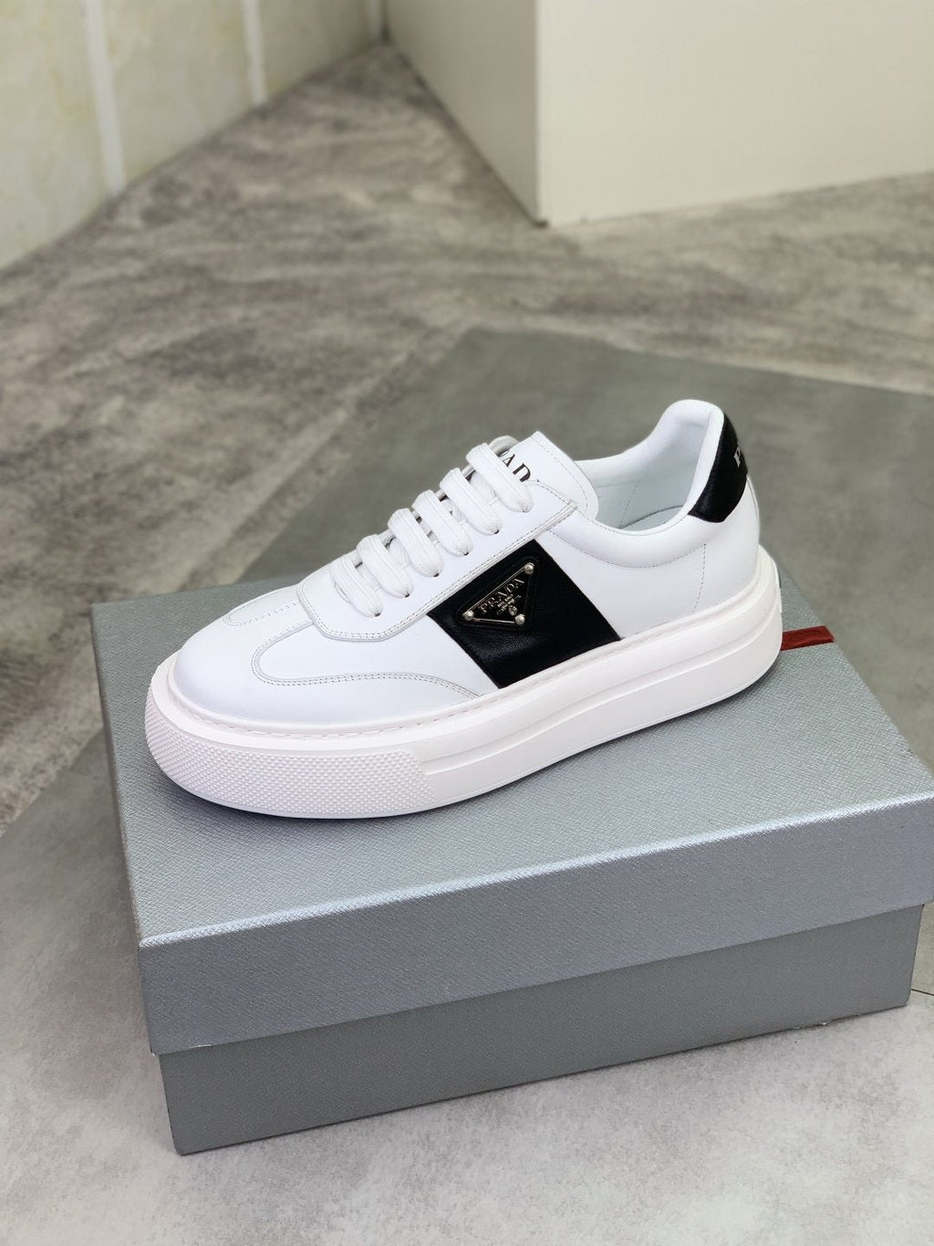 Prada Triangle Panel Low-Top Sneakers — side