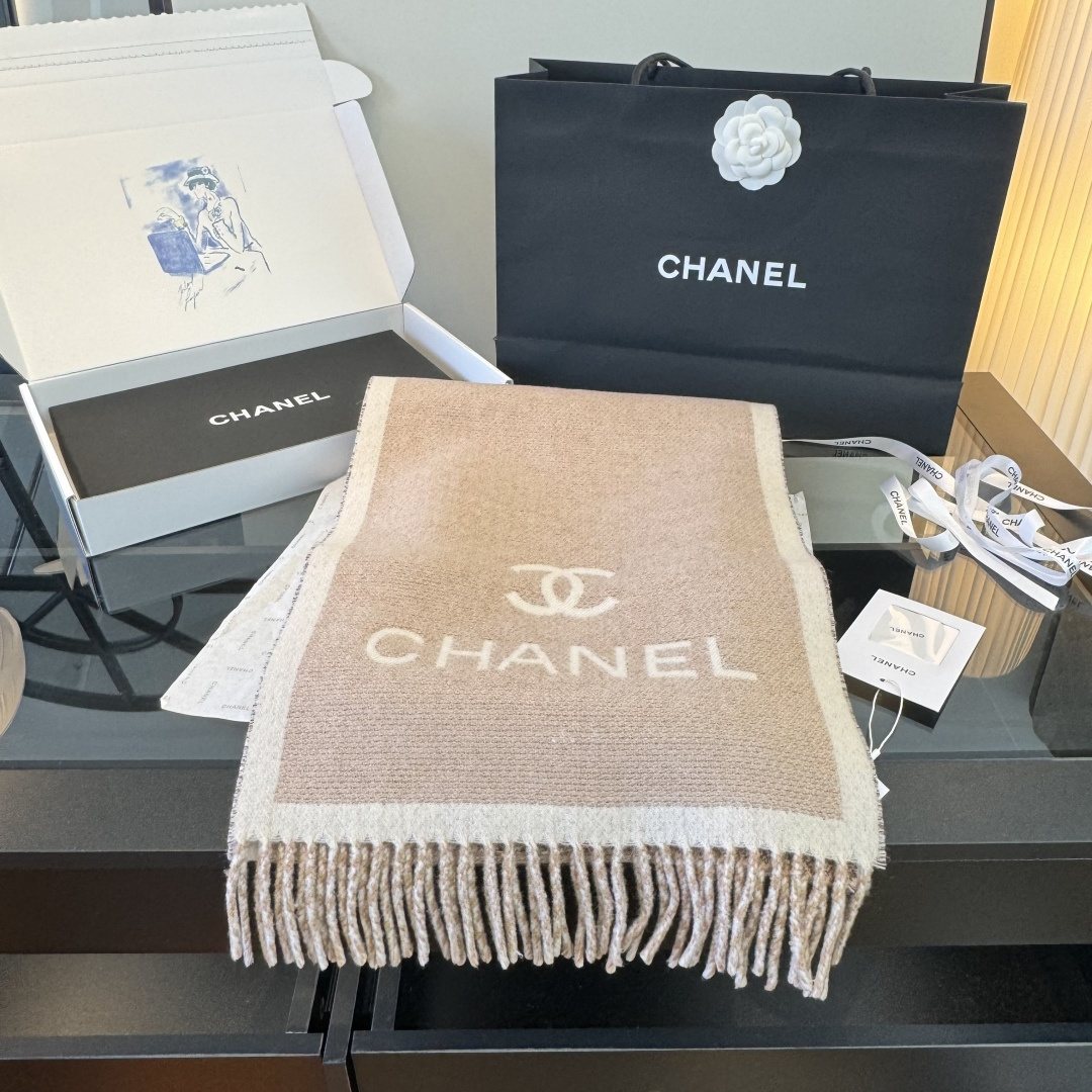 Chanel Logo Fringe Scarf — hero