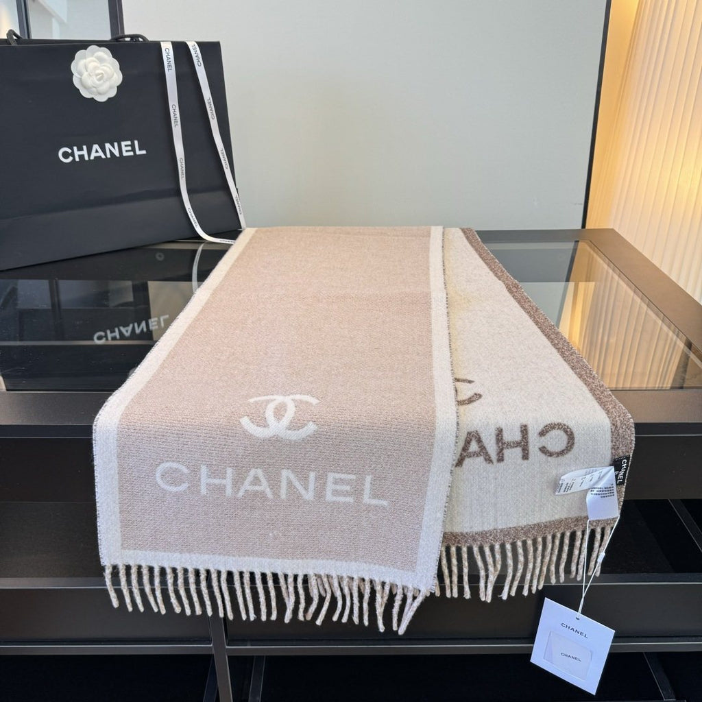 Chanel Logo Fringe Scarf — back