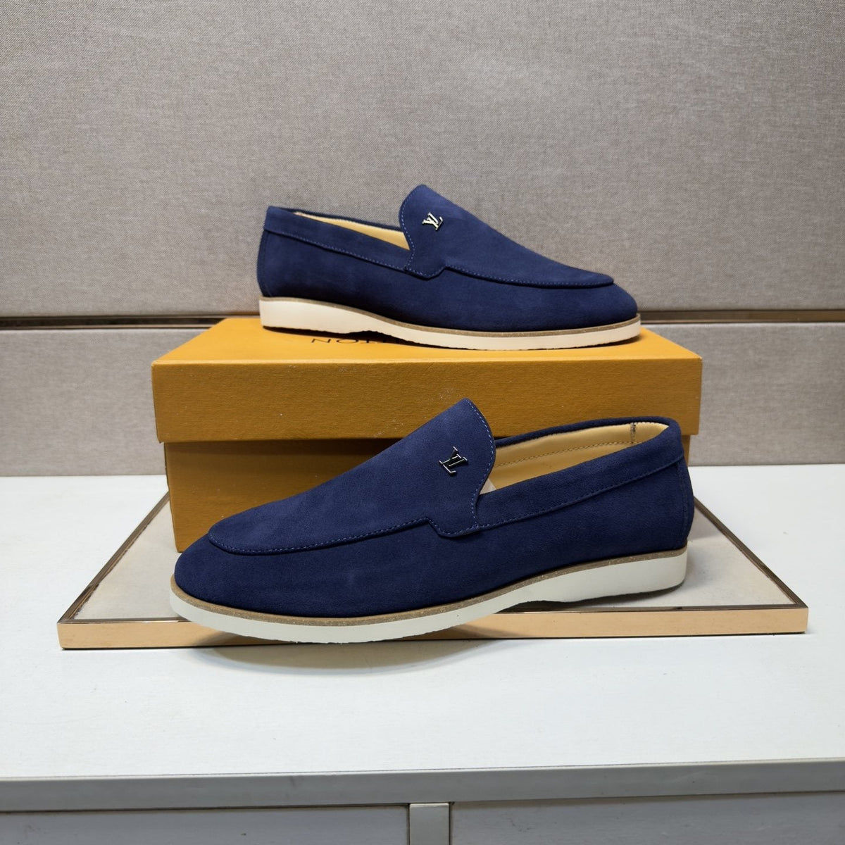Louis Vuitton Men’s Textured Slip-On Loafers — side