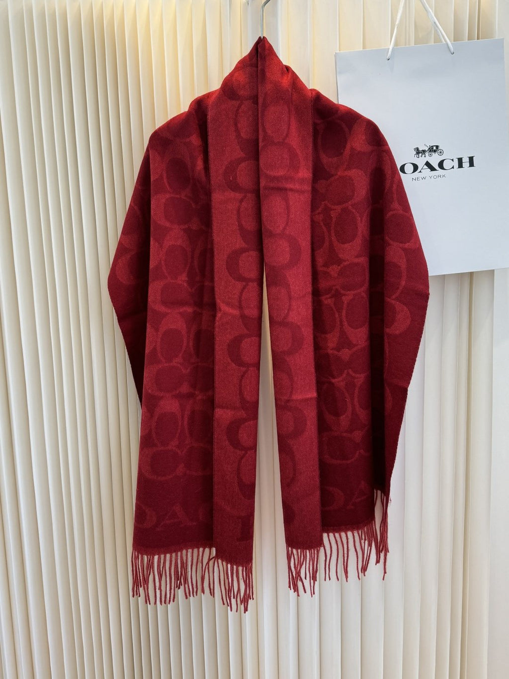 Coach Fringed Monogram Scarf — front