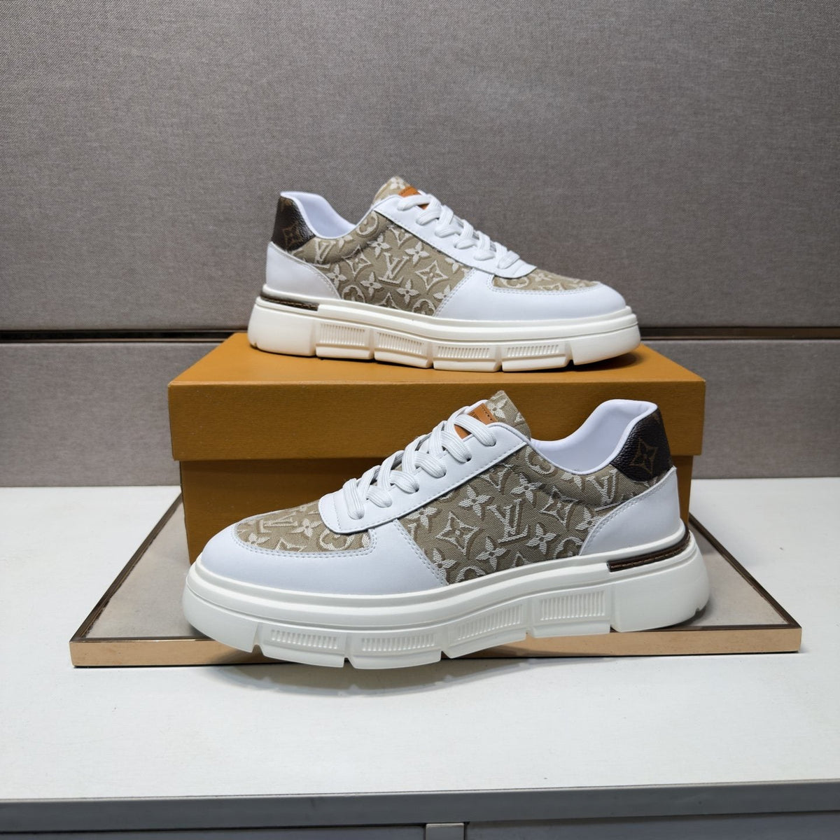 Louis Vuitton Monogram Panel Low-Top Sneakers — front