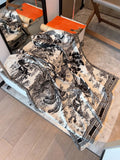 Dior Botanical Print Fringe Square Scarf — front