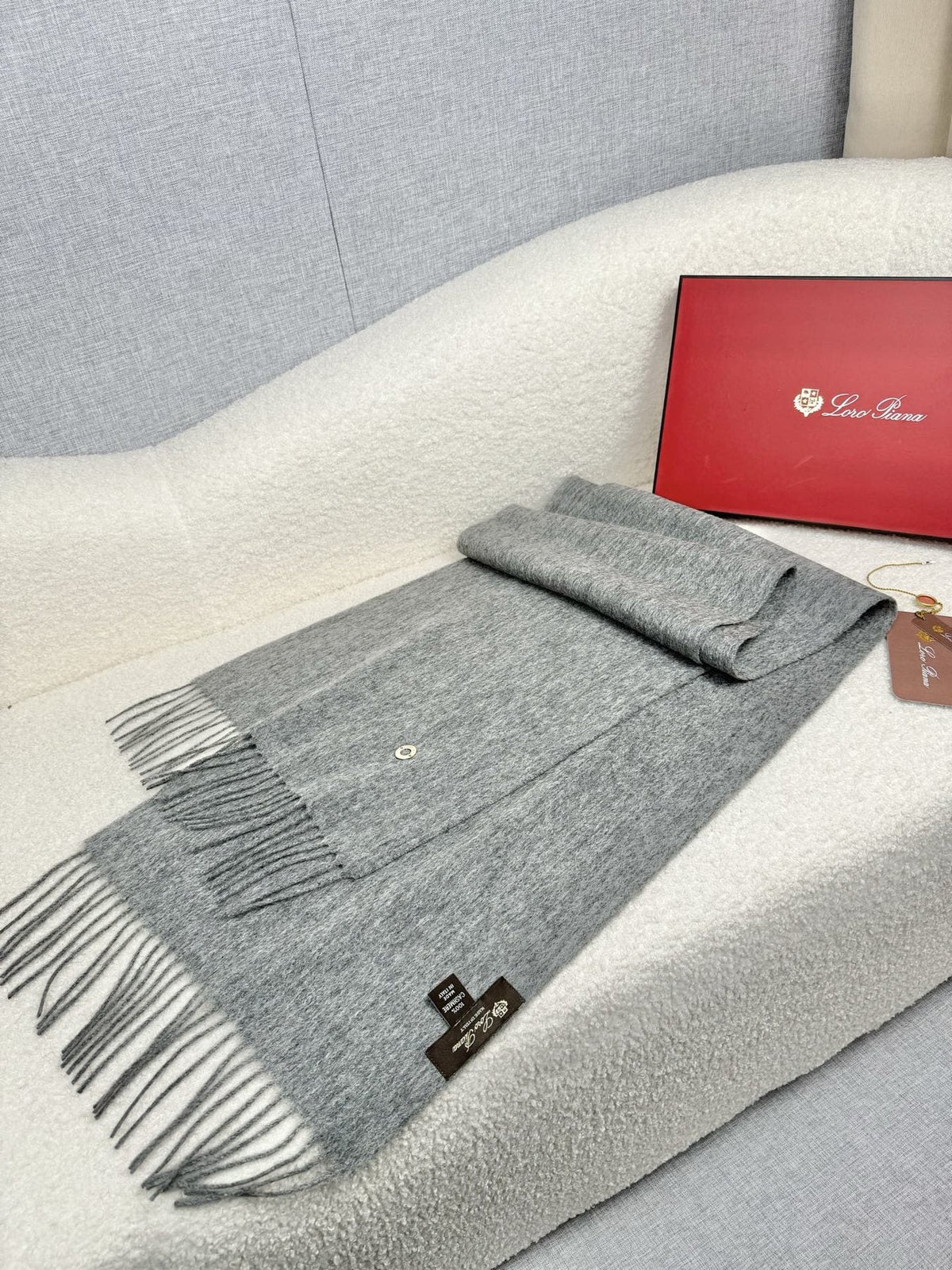 Loro Piana Fringed Cashmere Scarf — front