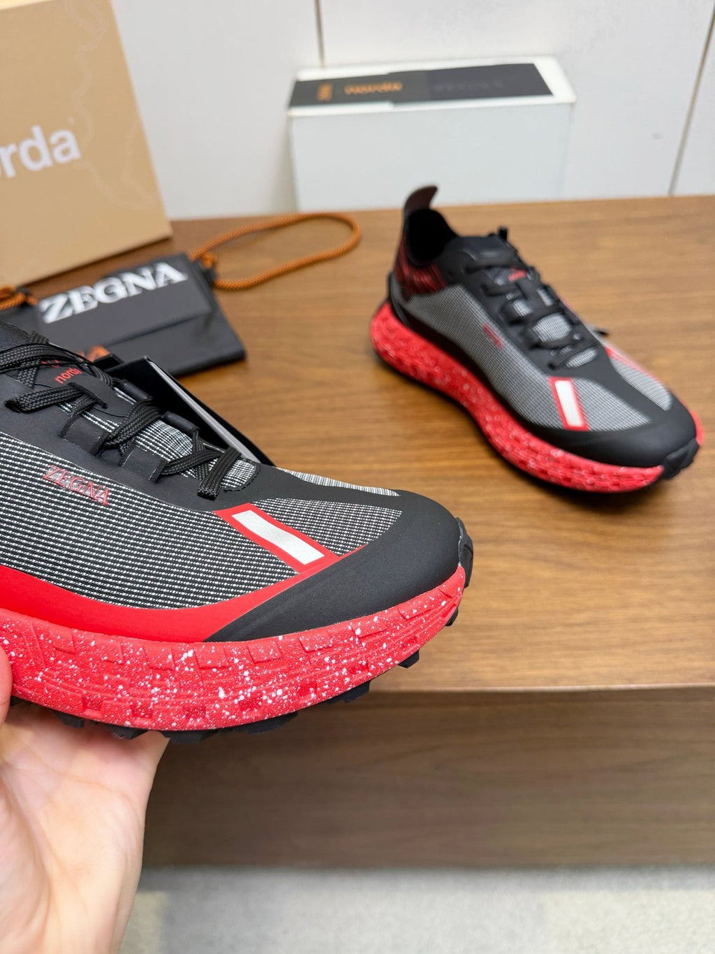 Black Contrast Lace-Up Athletic Shoes — side