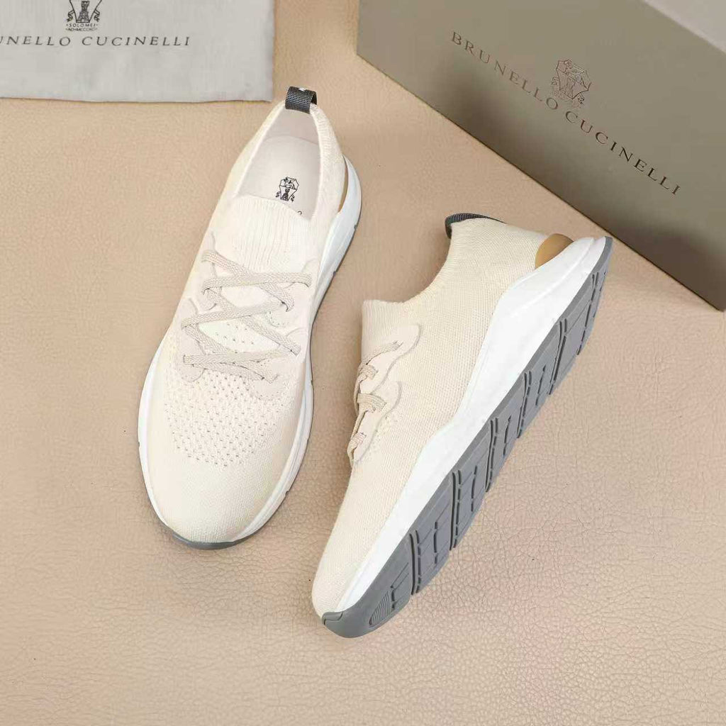 Brunello Cucinelli Knit Lace-Up Sneakers — side
