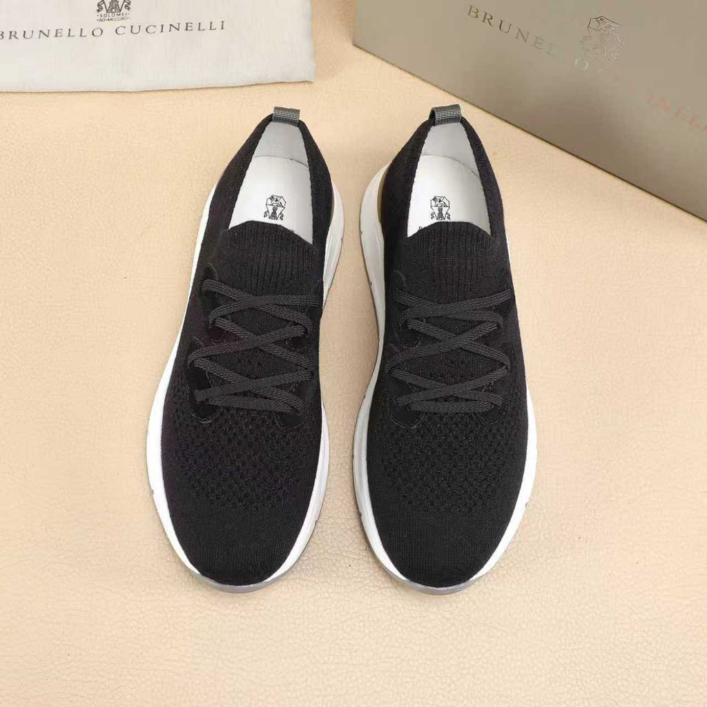 Brunello Cucinelli Knit Lace-Up Sneakers — hero