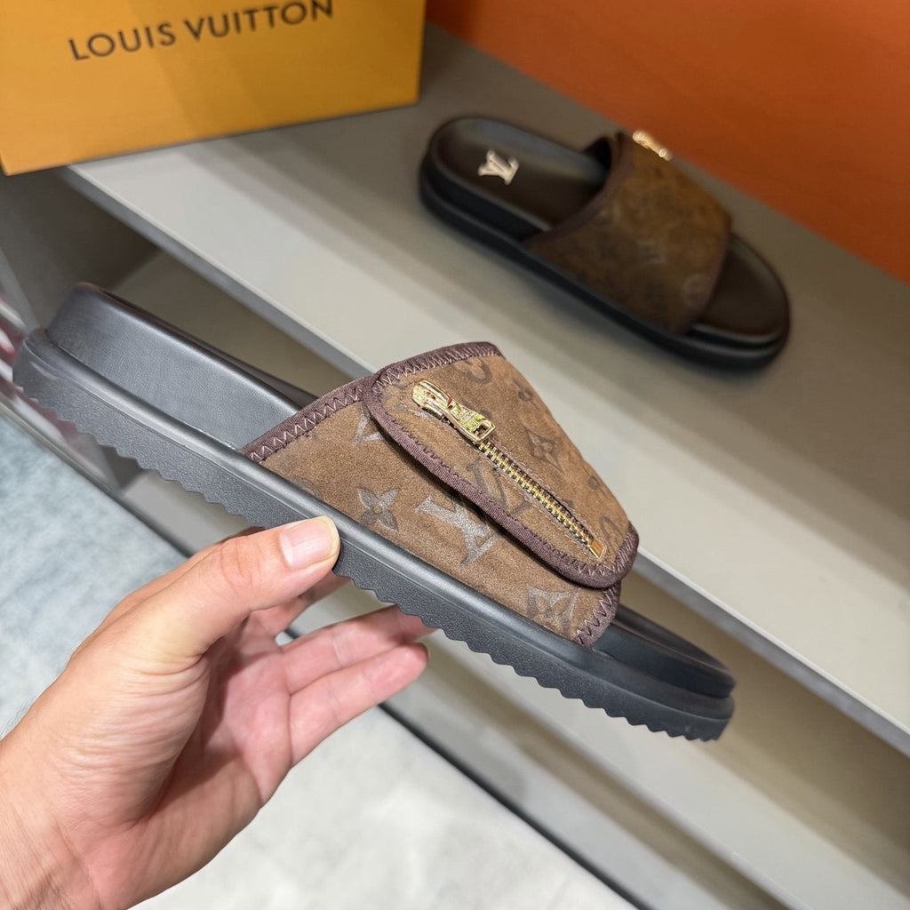 Louis Vuitton Monogram Zip Slide Sandals — side