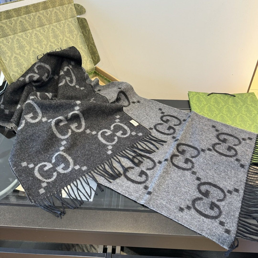 Gucci Reversible GG Fringed Scarf — side